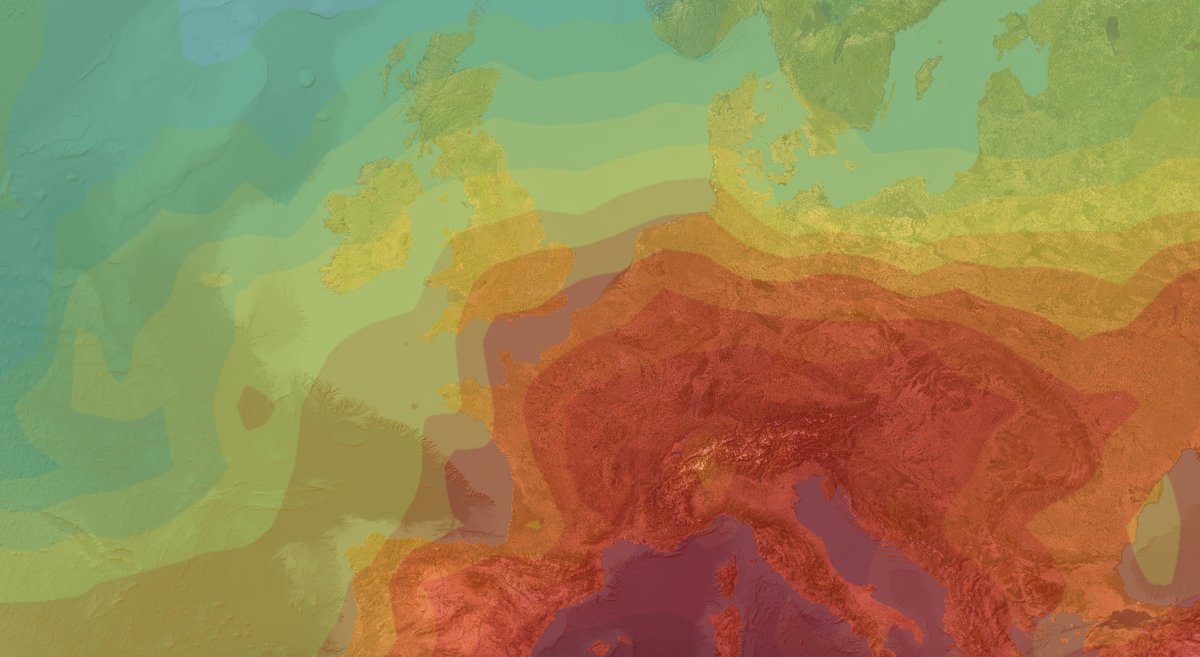 Heatwave Tracker: 850hPa temperature over the UK and western Europe
